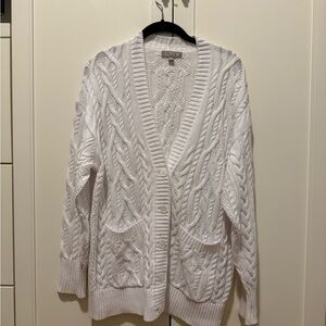 J. Crew White Cable Knit Cardigan